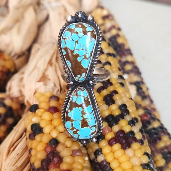 Incredible Native American Navajo Finger Climber Turquoise Ring 🩵💍🤎🎁 - Picture 2 of 12